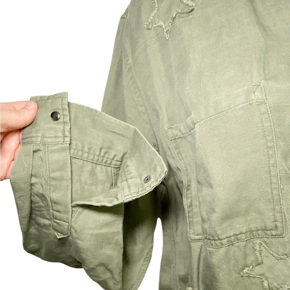 Rails Linen Marcel Sage with Stars Shirt Jacket Long Sleeve Button Down Green - Picture 5 of 16